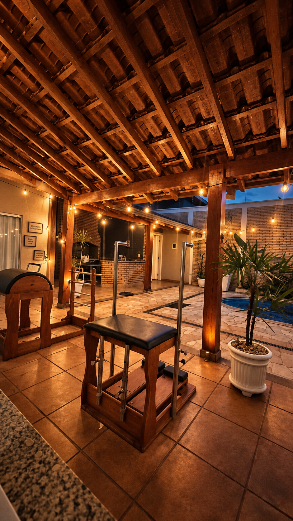 Ambiente do Pilates Garden com clima aconchegante